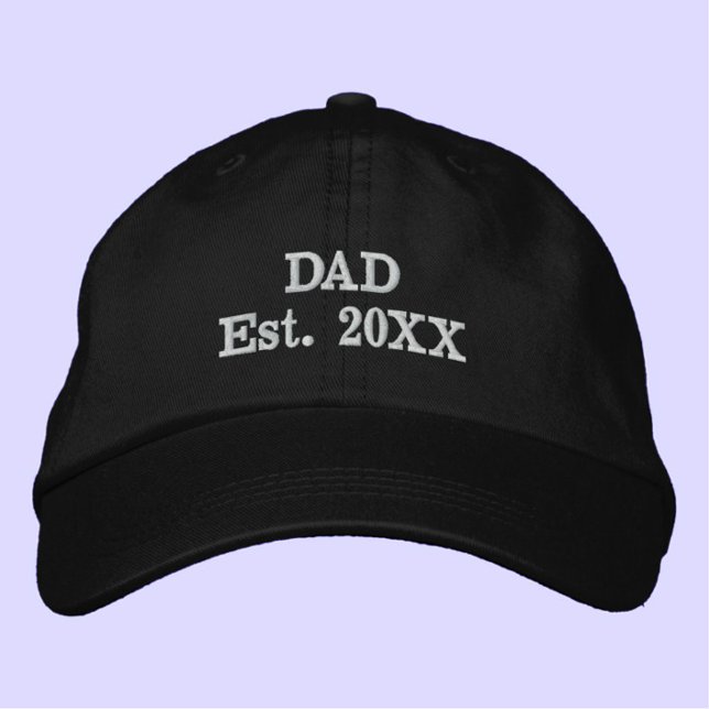 "Pappa Est. ÅR" Modern minimalistisk Coola enkel Broderad Keps (A fun, custom hat for Dad!)