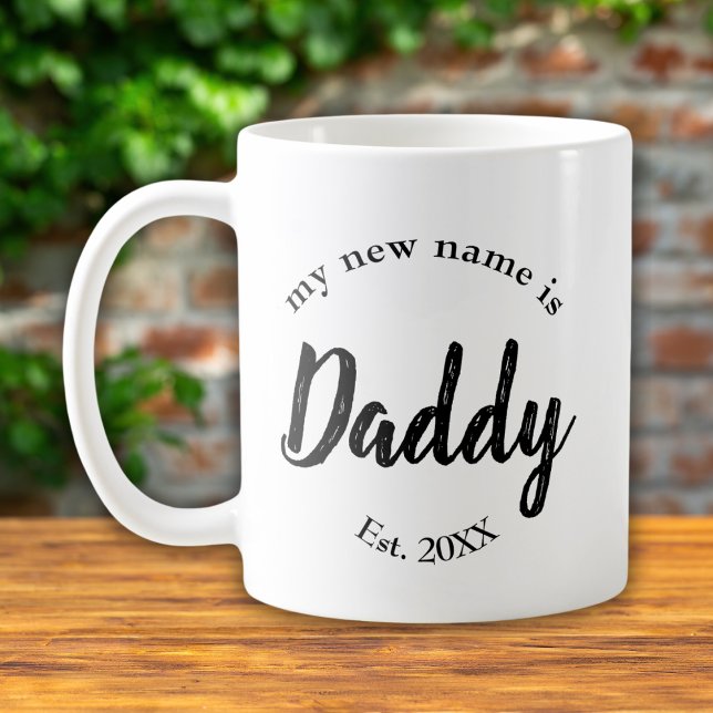 Pappa Est År Svart Ny Bebis Annonsering Kaffemugg (Skapare uppladdad)