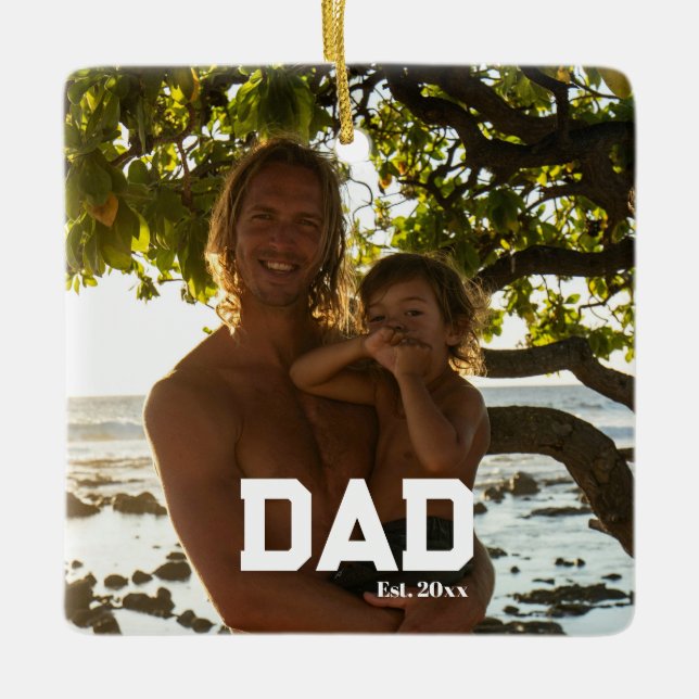 Pappa Est Foto Anpassningsbart År Fars dag Julgransprydnad Keramik (Framsida)