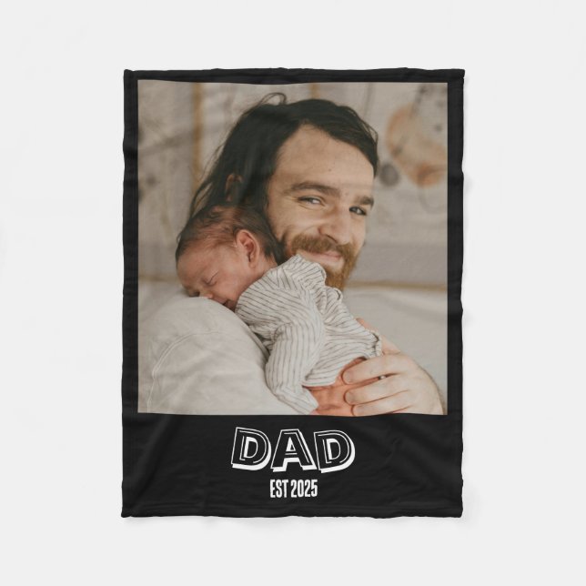 Pappa Est Foto Present Faderns Minne  Fleecefilt (Framsidan)