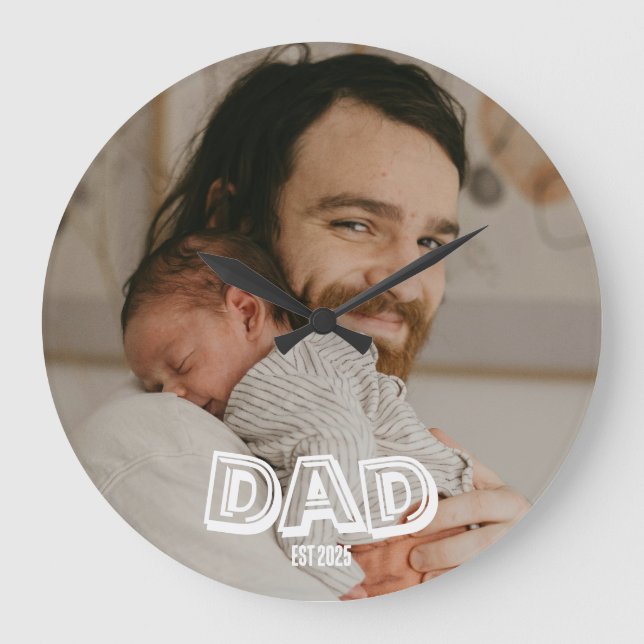 Pappa Est Foto Present Ny Pappa Minne Stor Klocka (Framsida)