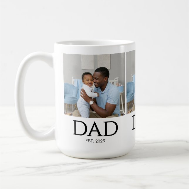 Pappa Est Grundad Klassiska Kepsar Vita Foto Kaffemugg (Vänster)