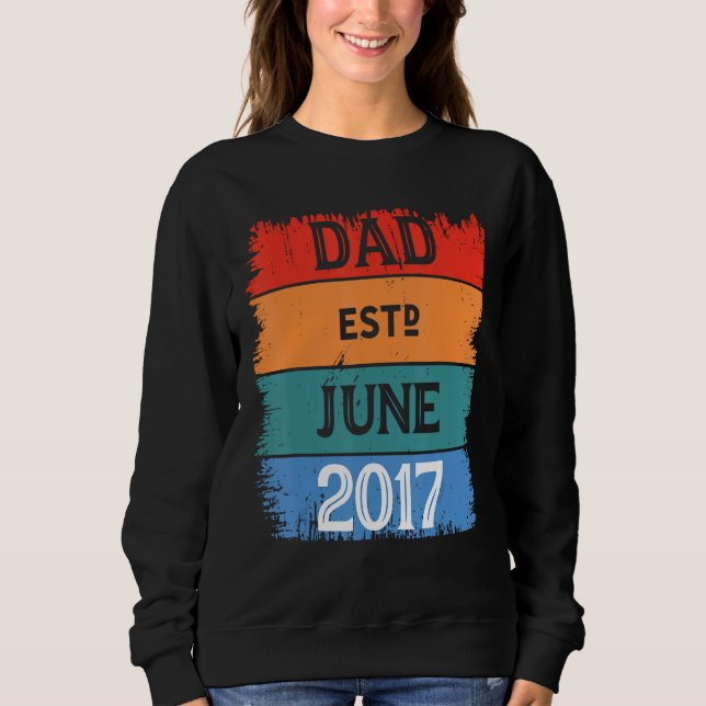 Pappa Est Jun 2017 Stolt Pappa Farfar Bästa Pappa  T Shirt (Framsida)