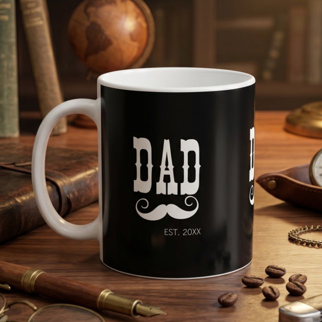 Pappa Est. skägg år västern vintage Kaffemugg (Skapare uppladdad)