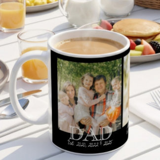 Pappa Est. Vit Fet Minimal Text 3 Bilder Kaffemugg