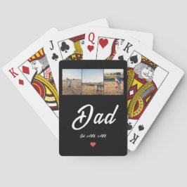 Pappa Est. Vit Skrift Rött Hjärta 3 Foto  Casinokort