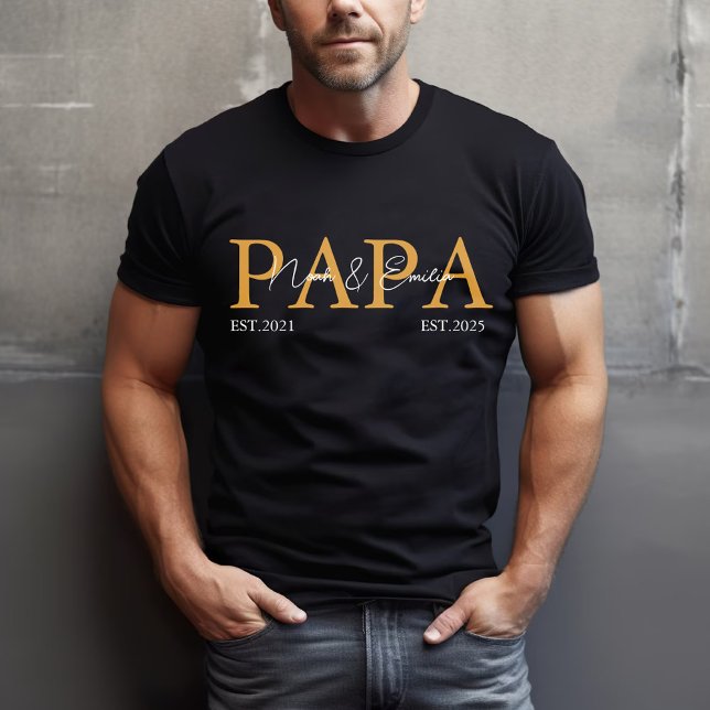 Pappa Est Year Anpassningsbar Text Fars dag Namn T Shirt (Skapare uppladdad)