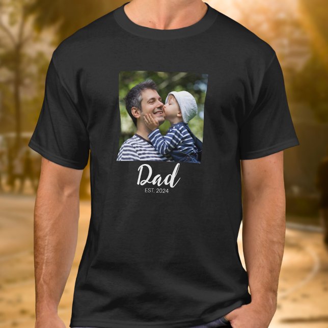 Pappa Established Script Foto  T Shirt (Skapare uppladdad)
