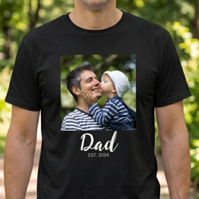 Pappa Established Script Foto  T Shirt (Skapare uppladdad)