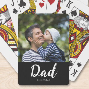 Pappa Established Script Svart Foto  Casinokort