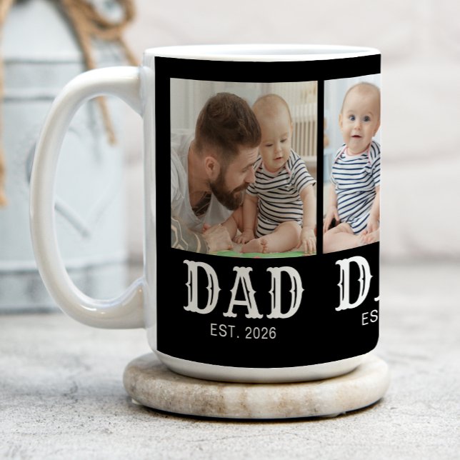 Pappa Established Typography Svart 3 Foto Kaffemugg (Skapare uppladdad)