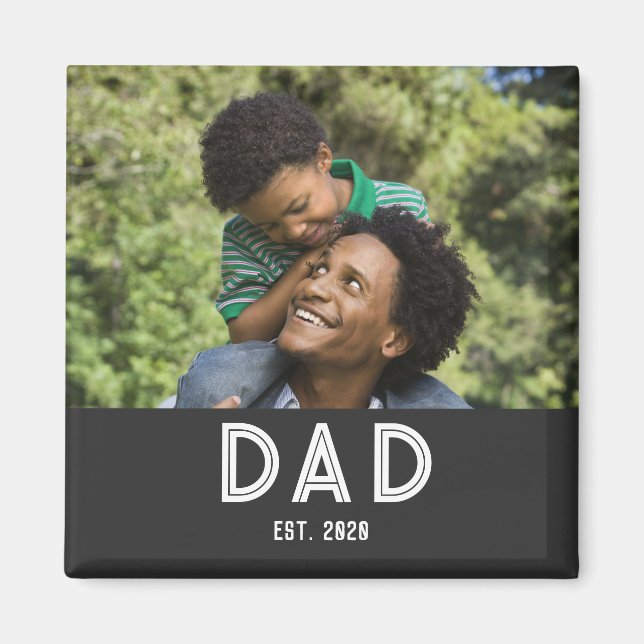 Pappa Estalished Foto Present Fars Dag Magnet (Framsidan)