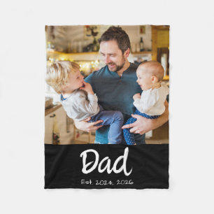 Pappa Estalished Foto Svart Skrift Fleecefilt