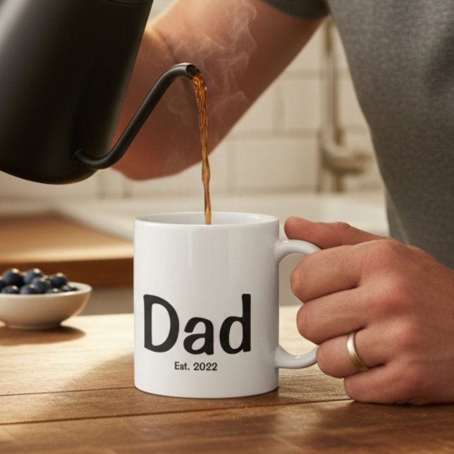 Pappa Estblickade Ny Pappagåva  Kaffemugg (Skapare uppladdad)
