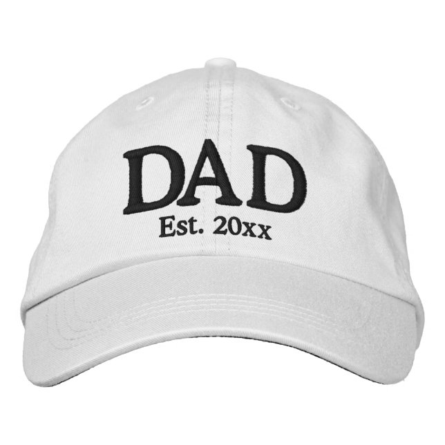 Pappa Etablerad datum vit svart modern anpassad Broderad Keps (Framsida)
