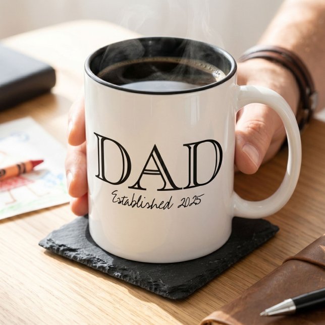 Pappa Etablerad Fet Svart Vit Två-Tonad Mugg (Skapare uppladdad)