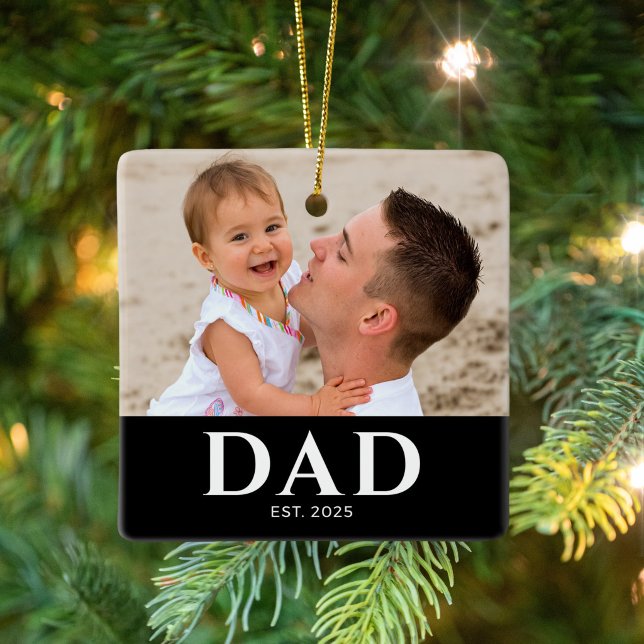Pappa etablerad foto minne julgransprydnad keramik (Skapare uppladdad)