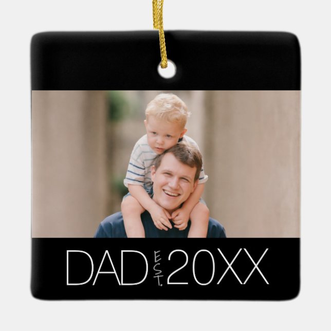 Pappa Etablerad Foto Modernt Skript  Julgransprydnad Keramik (Framsida)