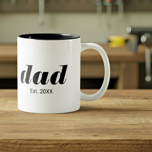 Pappa etablerad Ny pappagåva Två-Tonad Mugg (Skapare uppladdad)