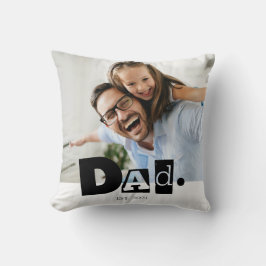 Pappa Etablerade Anpassad Familjefoto Modern Kudde