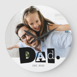 Pappa Etablerade Anpassad Familjefoto Modern Stor Klocka