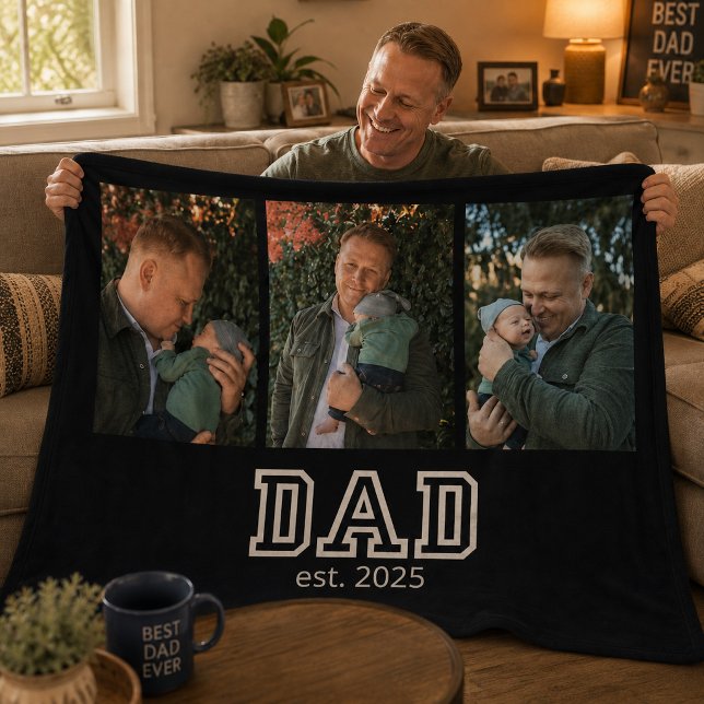 Pappa etablerade anpassat år 3 foto fleecefilt (Skapare uppladdad)