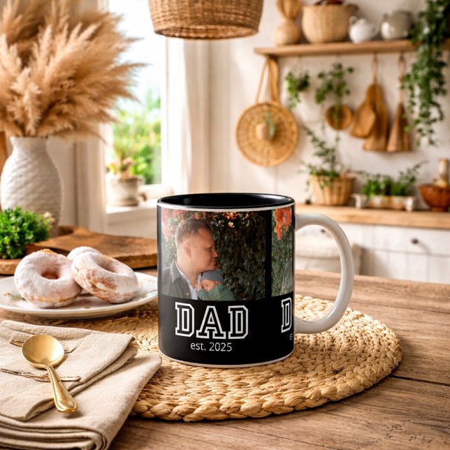 Pappa etablerade anpassat år 3-foto Två-Tonad mugg (Skapare uppladdad)