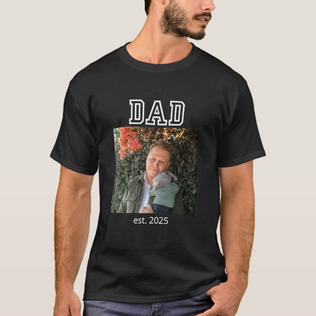 Pappa etablerade anpassat år Foto Faderspresent T Shirt (Framsida)