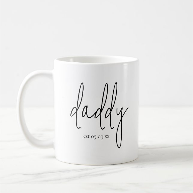 Pappa Etablerade datum Baby Namn New Pappa Kaffemugg (Vänster)