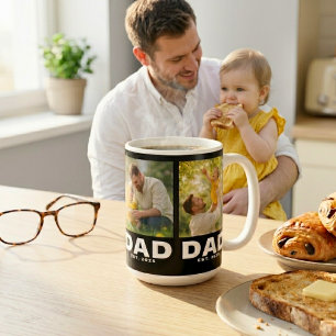 Pappa etablerade djärva svarta 3 foto kaffemugg