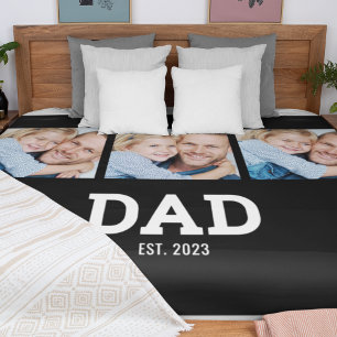Pappa etablerade elegant svart 3 foto fleecefilt