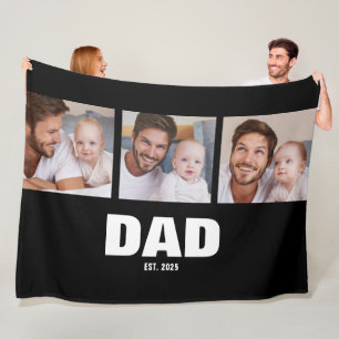 Pappa etablerade elegant svart 3 foto fleecefilt