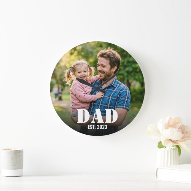 Pappa etablerade enkel fet typografi & foto stor klocka (Hem)