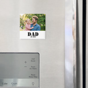 Pappa Etablerade Enkel Svart Text Foto Vitt Magnet