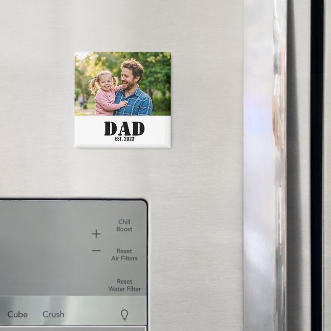 Pappa Etablerade Enkel Svart Text Foto Vitt Magnet (In Situ (Fridge))