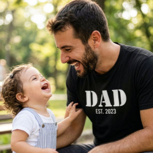 Pappa Etablerade Enkel Vit Typografi Svart T Shirt