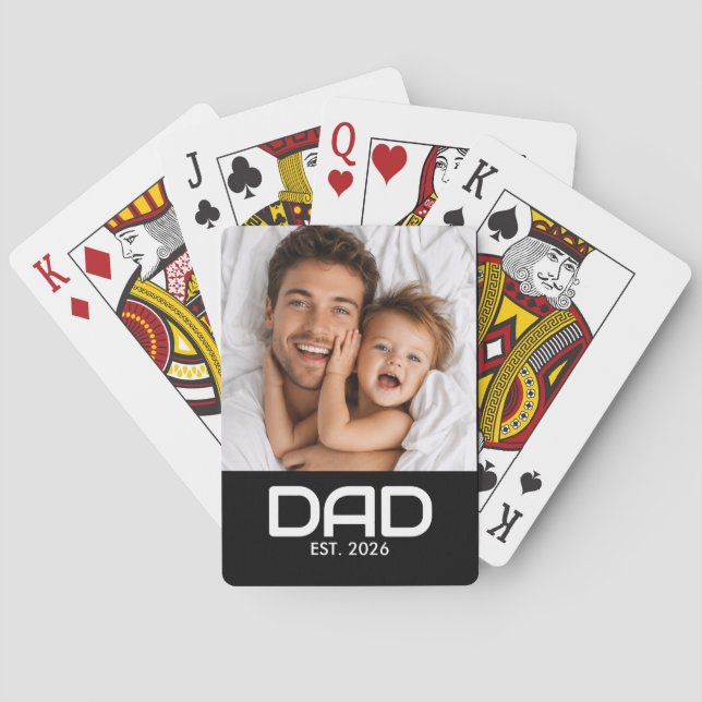 Pappa etablerade fet svart foto casinokort (Baksidan)