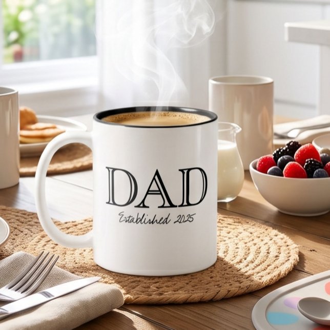 Pappa Etablerade Fet Svart Vitt Två-Tonad Mugg (Skapare uppladdad)