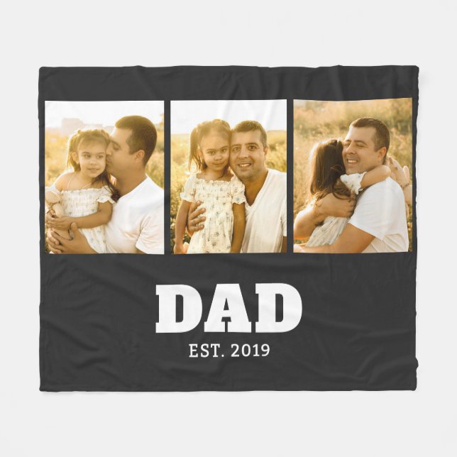 Pappa etablerade fet text svart 3 Foto Fleecefilt (Framsidan (Horisontell))