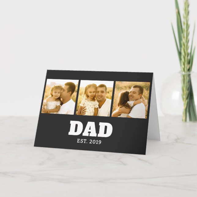Pappa etablerade fet text svart 3 foto kort (Framsida)