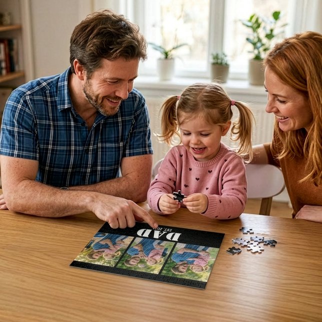 Pappa Etablerade Fet Vit Och Svart Modern Teckensn Pussel (Dad Establishe Bold Simple Modern White Text Jigsaw Puzzle)