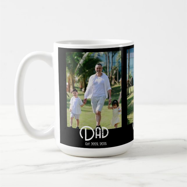 Pappa etablerade Grunge Text Svart 3 Foto Kaffemugg (Vänster)