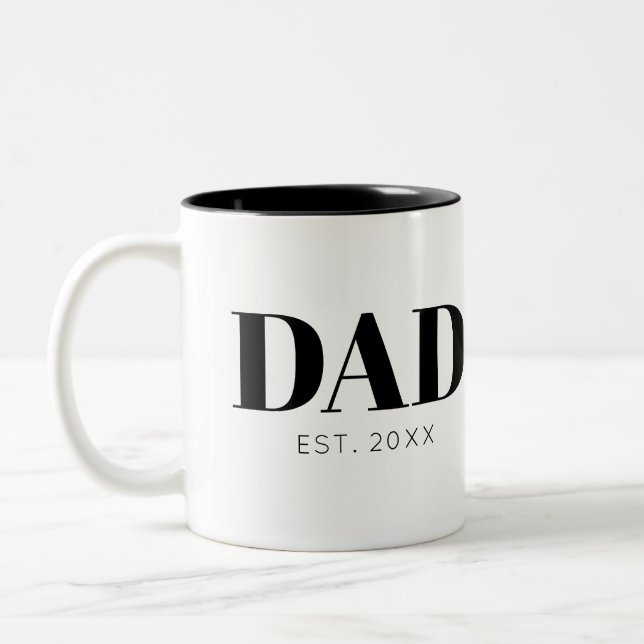 Pappa etablerade minimal enkel text år Två-Tonad mugg (Vänster)