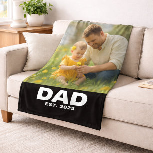 Pappa etablerade modärn svart foto fleecefilt