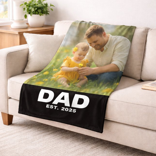 Pappa etablerade modärn svart foto fleecefilt (Skapare uppladdad)
