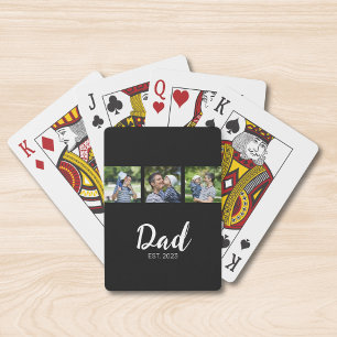 Pappa etablerade modern fet skript svart 3 foto casinokort