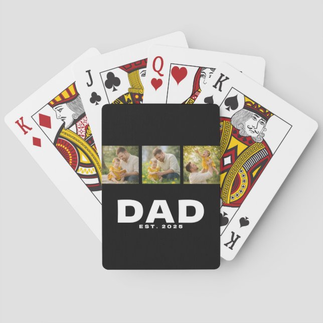 Pappa etablerade modern fet svart 3 foto casinokort (Baksidan)