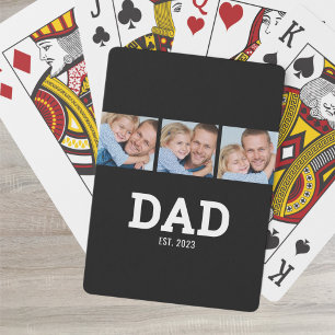 Pappa etablerade modern fet svart 3 foto casinokort