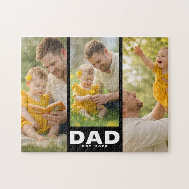 Pappa etablerade modern fet svart 3 foto  pussel (Horisontell)