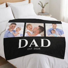 Pappa etablerade modern svart 3 foto fleecefilt